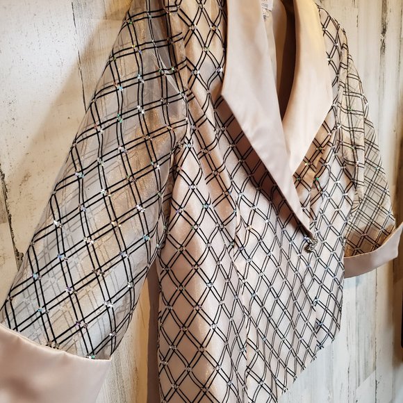 Dress Barn Metallic Gold Chiffon Jacket Blazer lined size 14 - Picture 4 of 8